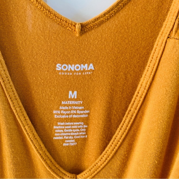 Sonoma Maternity Mustard Yellow Side Tie Midi Dress | Medium - Picture 3 of 5